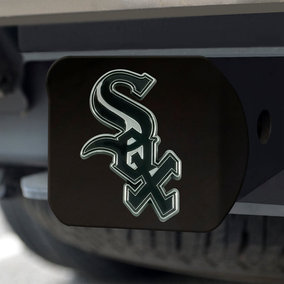 Chicago White Sox Black Metal Hitch Cover with Metal Chrome 3D Emblem
