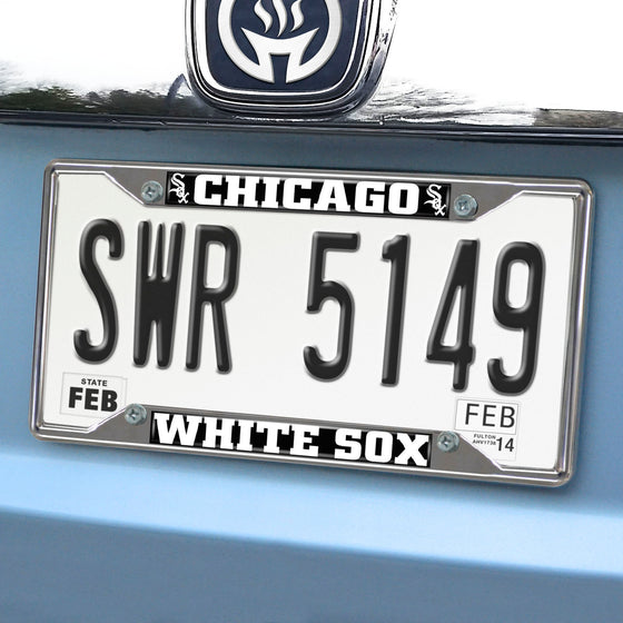 Chicago White Sox Chrome Metal License Plate Frame, 6.25in x 12.25in