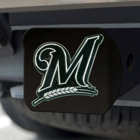 Milwaukee Brewers Black Metal Hitch Cover with Metal Chrome 3D Emblem