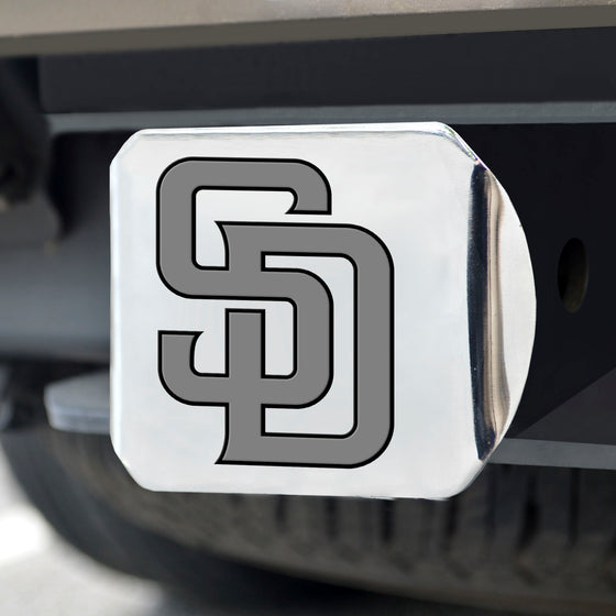 San Diego Padres Chrome Metal Hitch Cover with Chrome Metal 3D Emblem