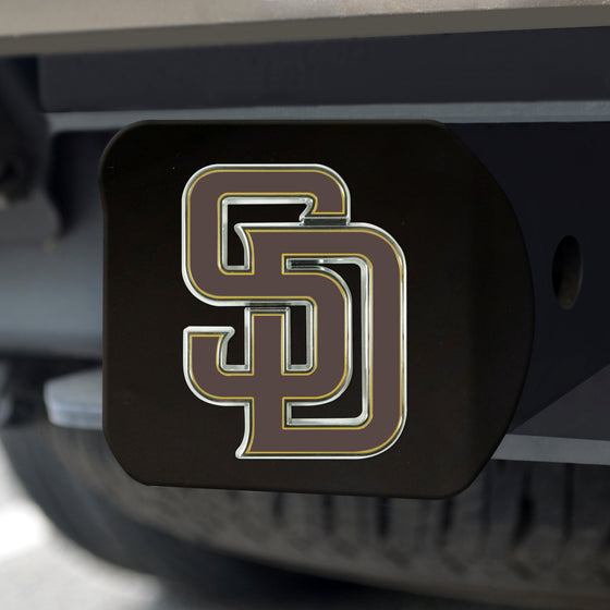 San Diego Padres Black Metal Hitch Cover - 3D Color Emblem