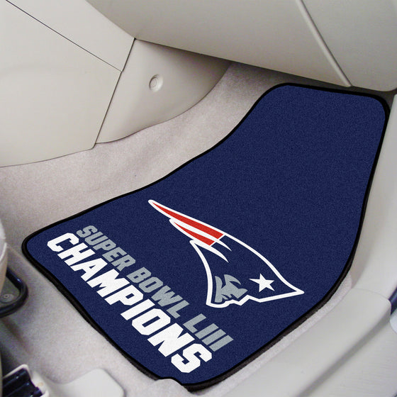 New England Patriots Front Carpet Car Mat Set - 2 Pieces, 2019 Super Bowl LIII Champions 