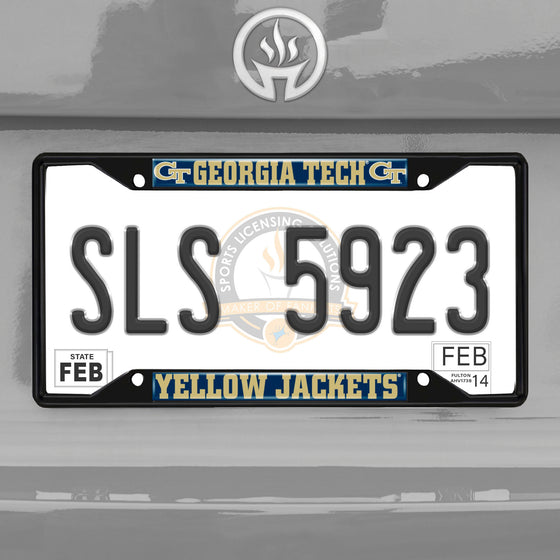 Georgia Tech Yellow Jackets Metal License Plate Frame Black Finish