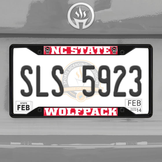 NC State Wolfpack Metal License Plate Frame Black Finish