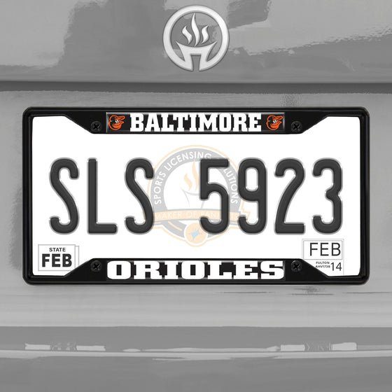 Baltimore Orioles Metal License Plate Frame Black Finish