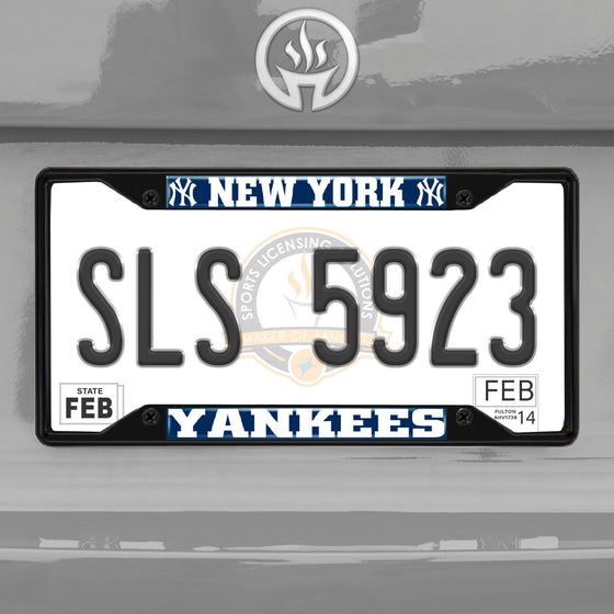 New York Yankees Metal License Plate Frame Black Finish