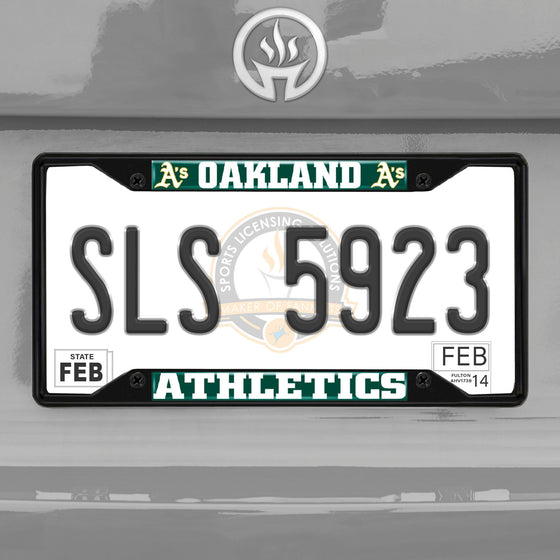 Oakland Athletics Metal License Plate Frame Black Finish