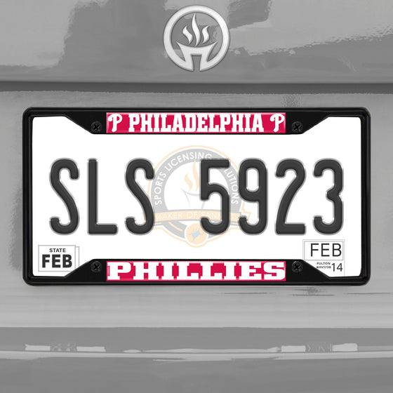 Philadelphia Phillies Metal License Plate Frame Black Finish
