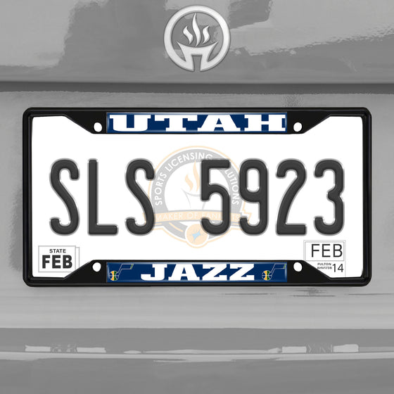 Utah Jazz Metal License Plate Frame Black Finish