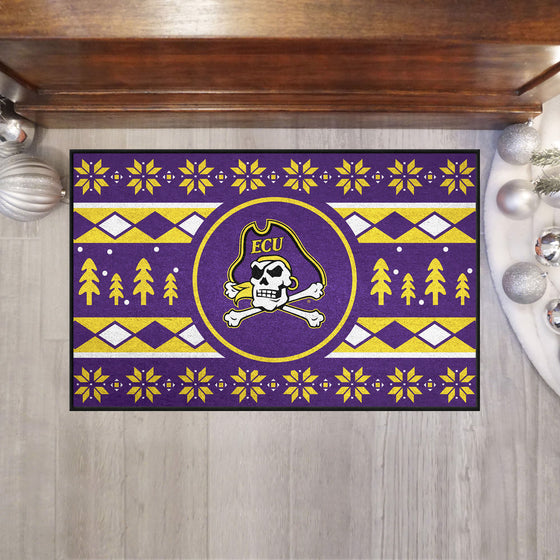 East Carolina Pirates Holiday Sweater Starter Mat Accent Rug - 19in. x 30in.