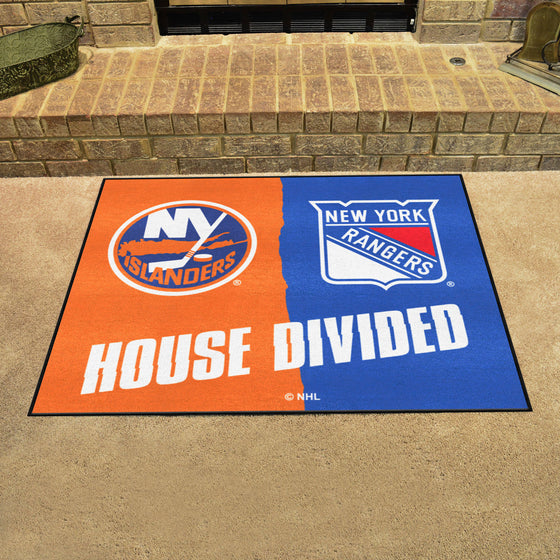 NHL House Divided - New York Islanders / New York Rangers House Divided Rug - 34 in. x 42.5 in.