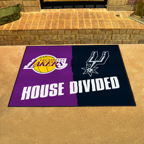NBA House Divided - LA Lakers / Spurs House Divided Rug - 34 in. x 42.5 in.