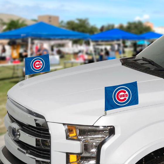 Chicago Cubs Ambassador Car Flags - 2 Pack Mini Auto Flags, 4in X 6in