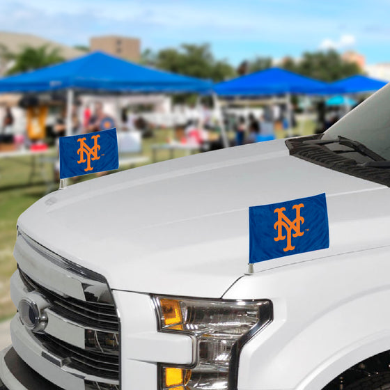 New York Mets Ambassador Car Flags - 2 Pack Mini Auto Flags, 4in X 6in