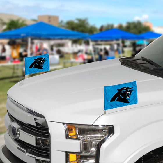 Carolina Panthers Ambassador Car Flags - 2 Pack Mini Auto Flags, 4in X 6in