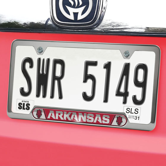 Arkansas Razorbacks Embossed License Plate Frame, 6.25in x 12.25in