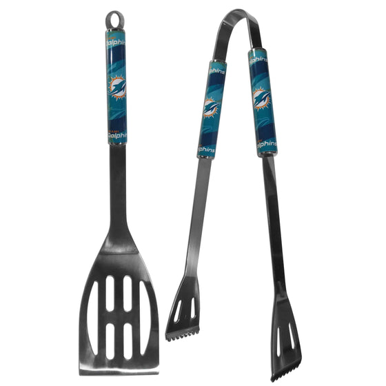 Miami Dolphins 2 pc Steel BBQ Tool Set (SSKG) - 757 Sports Collectibles