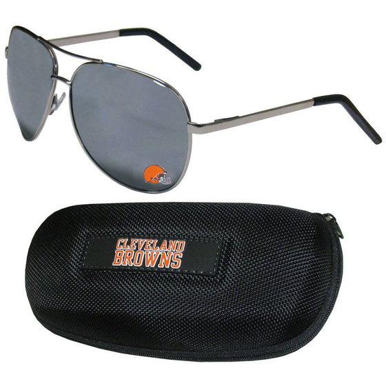 Cleveland Browns Aviator Sunglasses and Zippered Carrying Case (SSKG) - 757 Sports Collectibles