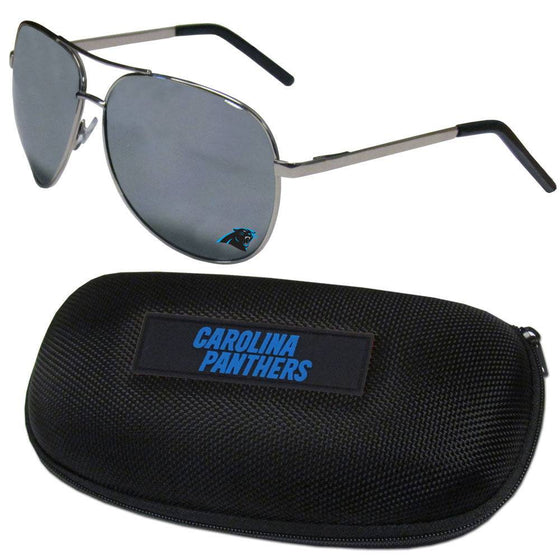Carolina Panthers Aviator Sunglasses and Zippered Carrying Case (SSKG) - 757 Sports Collectibles