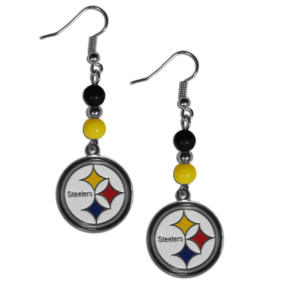 Pittsburgh Steelers Fan Bead Dangle Earrings (SSKG) - 757 Sports Collectibles