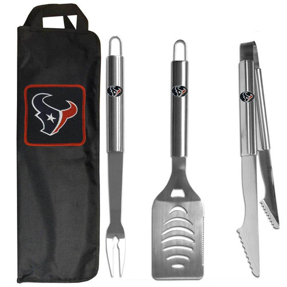 Houston Texans 3 pc Stainless Steel BBQ Set with Bag (SSKG) - 757 Sports Collectibles