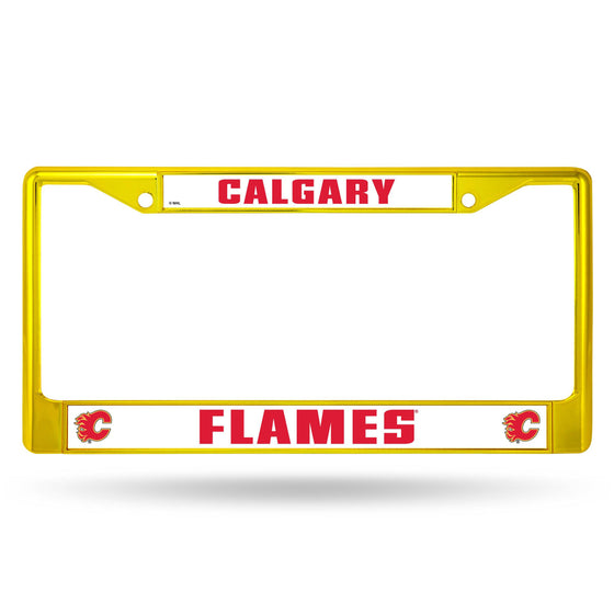CALGARY FLAMES YELLOW COLORED CHROME FRAME (Rico) - 757 Sports Collectibles