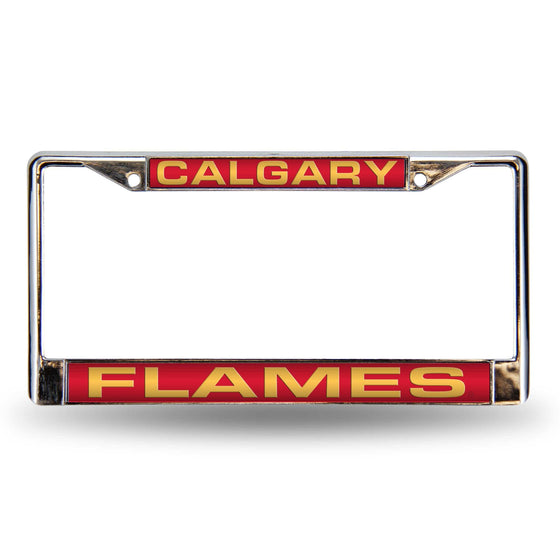 CALGARY FLAMES RED LASER CHROME FRAME (Rico) - 757 Sports Collectibles