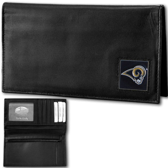 St. Louis Rams Deluxe Leather Checkbook Cover (SSKG) - 757 Sports Collectibles