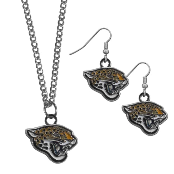 Jacksonville Jaguars Dangle Earrings and Chain Necklace Set (SSKG) - 757 Sports Collectibles