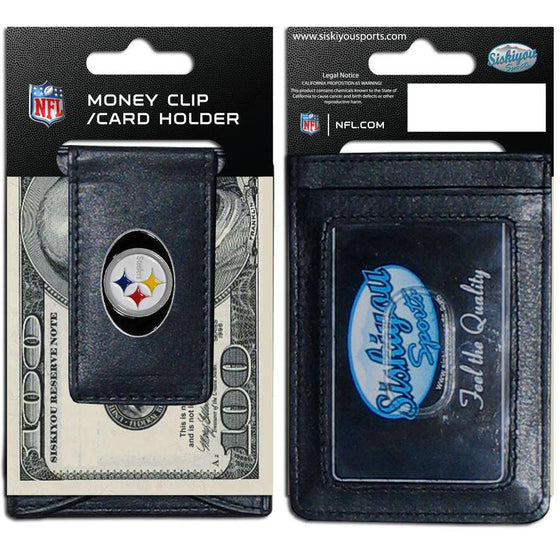 Pittsburgh Steelers Leather Cash & Card Holder Money Clip - 757 Sports Collectibles