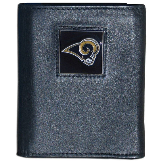 St. Louis Rams Deluxe Leather Tri-fold Wallet Packaged in Gift Box (SSKG) - 757 Sports Collectibles