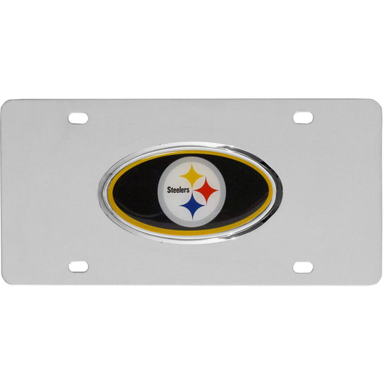 Pittsburgh Steelers Steel License Plate with Domed Emblem (SSKG) - 757 Sports Collectibles