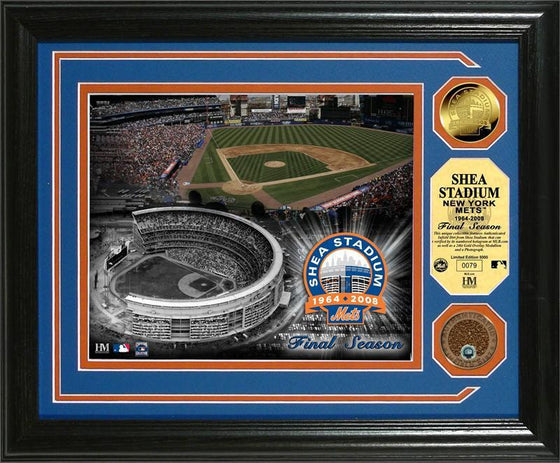 New York Mets Shea Stadium “Final Season” 24KT Gold and Infield Dirt Coin Photo Mint (HM) - 757 Sports Collectibles
