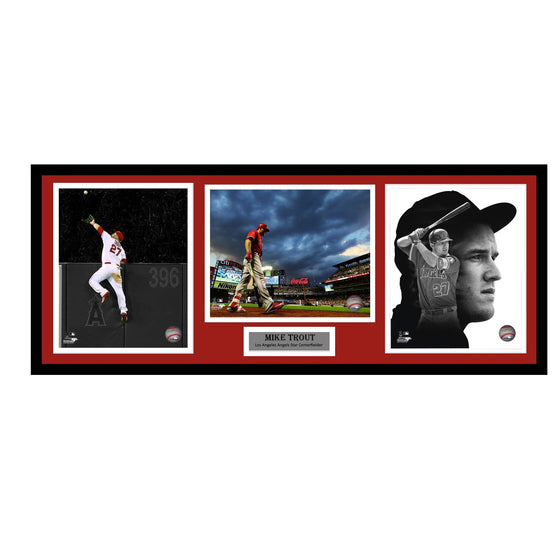 Los Angeles Angels Mike Trout 32x14 3 8x10 Photo Deluxe Framed Collage Piece (Red)