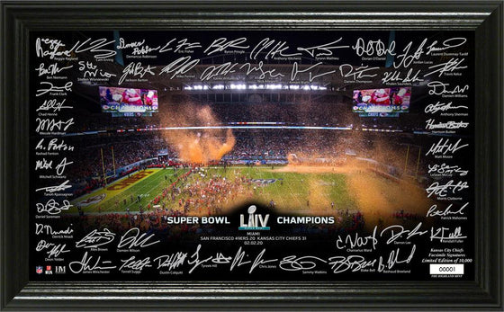 Kansas City Chiefs Super Bowl LIV 54 Champions Signature Grid