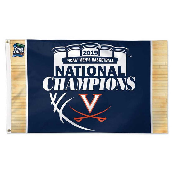 Virginia Cavaliers National Championship Gear, Virginia Cavaliers Champs Items, UVA Cavaliers Champ Products, UVA Virginia Cavaliers 2019 NCAA Men's Basketball National Champions One-Sided Deluxe 3' x 5' Flag with Grommets