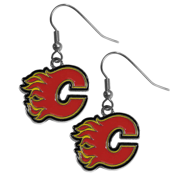 Calgary Flames�� Chrome Dangle Earrings (SSKG) - 757 Sports Collectibles