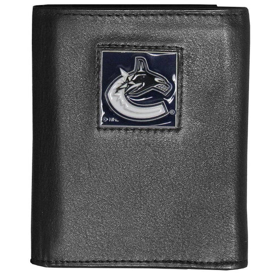Vancouver Canucks�� Deluxe Leather Tri-fold Wallet (SSKG) - 757 Sports Collectibles