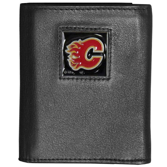 Calgary Flames�� Deluxe Leather Tri-fold Wallet Packaged in Gift Box (SSKG) - 757 Sports Collectibles