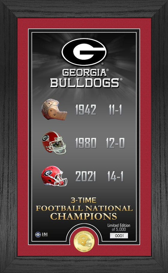 Georgia Bulldogs 3-Time National Champions "Legacy" Bronze Coin Photo Mint