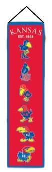 Preorder - Limited Edition Kansas Jayhawks Heritage Banner Embroidered 8"x32" Wool - 757 Sports Collectibles