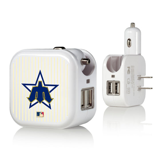 Seattle Mariners 1981-1986 - Cooperstown Collection Pinstripe 2 in 1 USB Charger - 757 Sports Collectibles