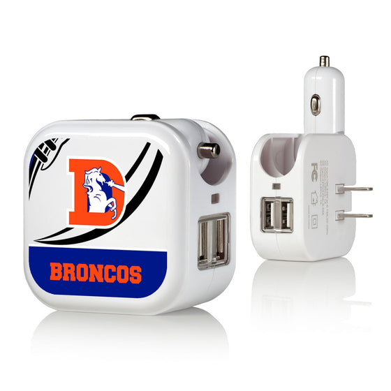 Denver Broncos 1993-1996 Historic Collection Passtime 2 in 1 USB Charger - 757 Sports Collectibles