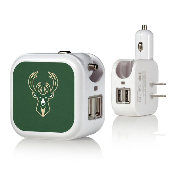 Milwaukee Bucks Solid 2 in 1 USB Charger-0