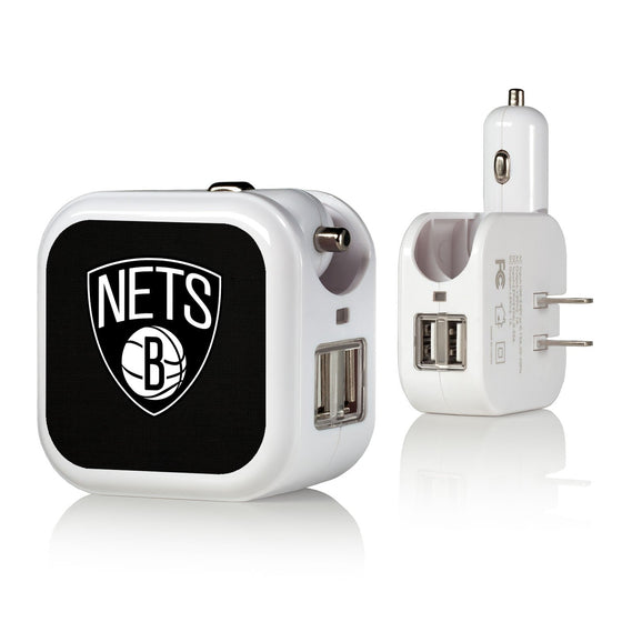 Brooklyn Nets Solid 2 in 1 USB Charger-0