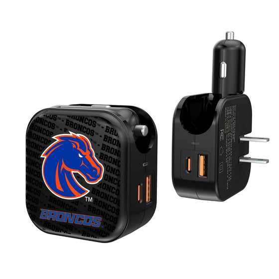 Boise State Broncos Blackletter 2 in 1 USB A/C Charger-0