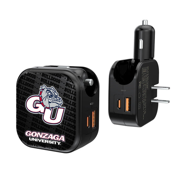 Gonzaga Bulldogs Blackletter 2 in 1 USB A/C Charger-0