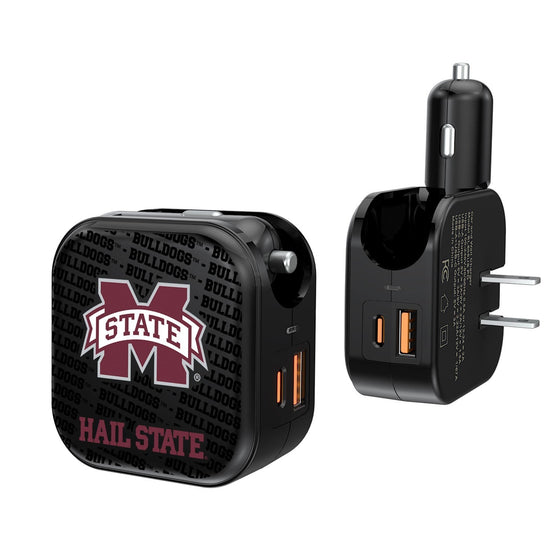 Mississippi State Bulldogs Blackletter 2 in 1 USB A/C Charger-0