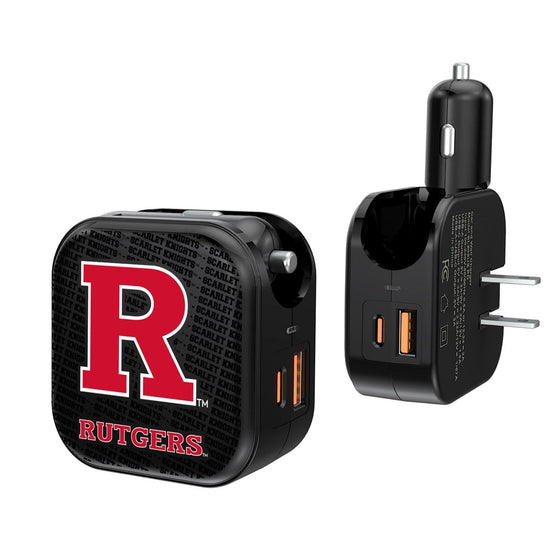 Rutgers Scarlet Knights Blackletter 2 in 1 USB A/C Charger-0