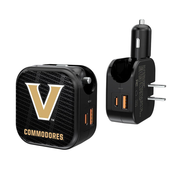 Vanderbilt Commodores Blackletter 2 in 1 USB A/C Charger-0